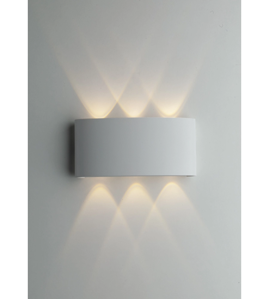 Applique a led "beetle" in alluminio bianco, 17x8x4 cm